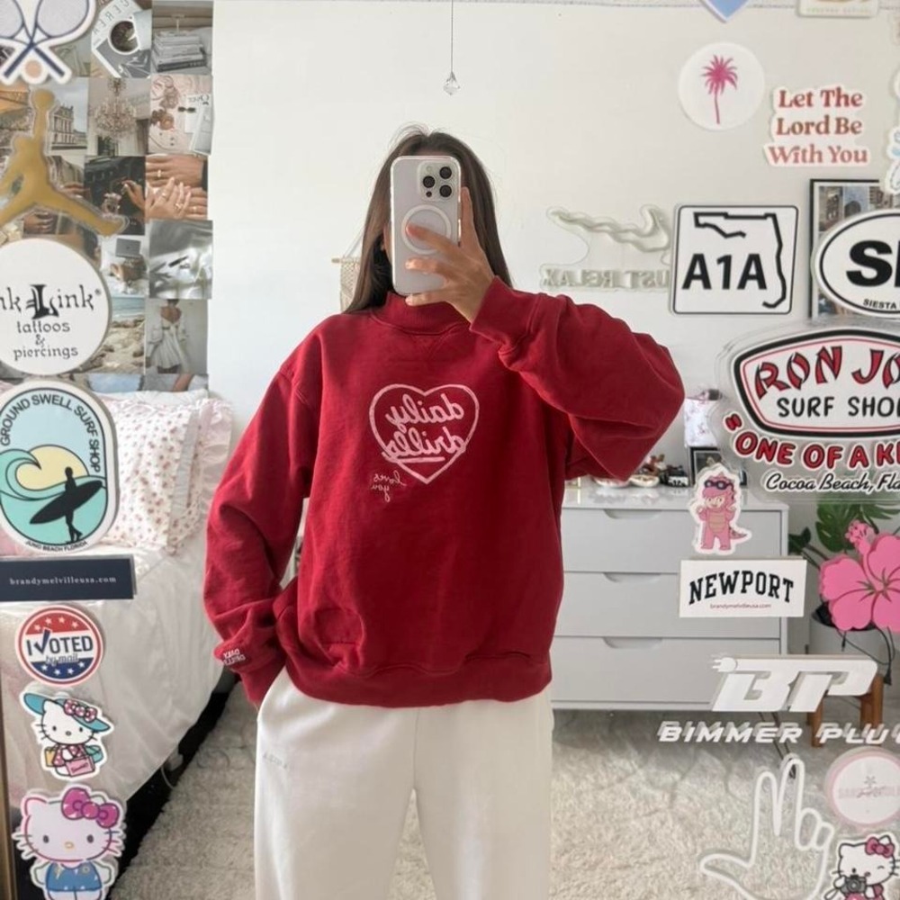 Daily Drills Valentines Fleece Vintage Mockneck in red